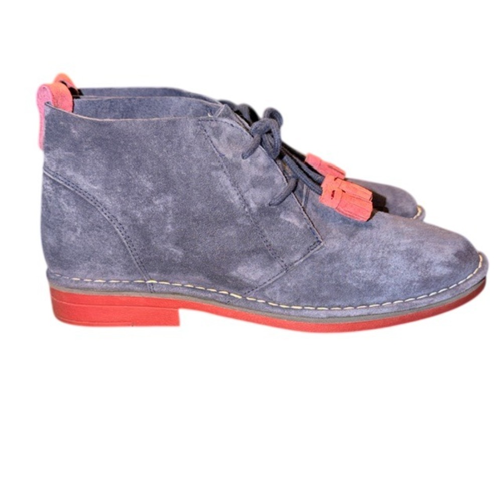 Hush Puppies Cyra Catelyn Blue Suede Ankle Booties Size 8.5 Chukka Desert Boots - Picture 3 of 8